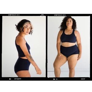 Arq Cropped Tank and Full Coverage Bra in Navy